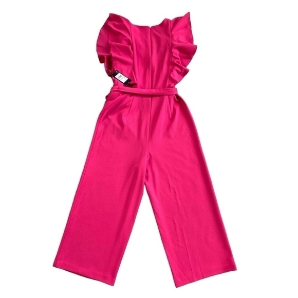 NWT Women Jumpsuit Tommy Hilfiger V Neck Ruffled Sleeveless Cropped Leg Jumpsuit - Picture 3 of 6
